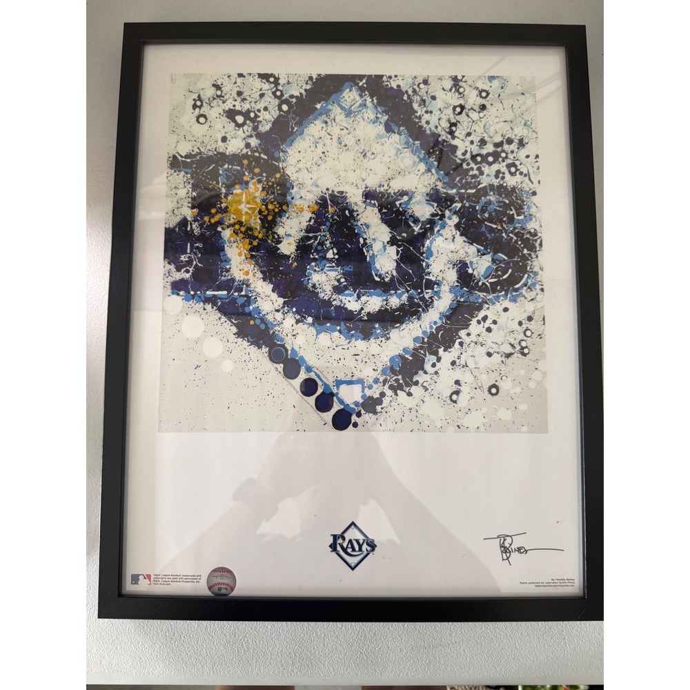 Tampa Bay Rays MLB Art Print Timothy Raines Signed Framed Splatter Logo Decor